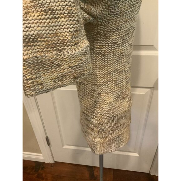 BCBG Max Azria Tan Loose Knit V-Neck Sweater W/ Beaded Neckline, Size Small - Picture 4 of 7